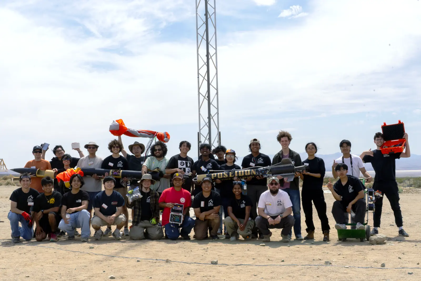 Poseidon team at the desert launch site